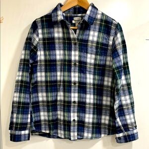 Women's LL Bean Scotch Plaid Flannel Shirt, Relaxed fit, Sz Small